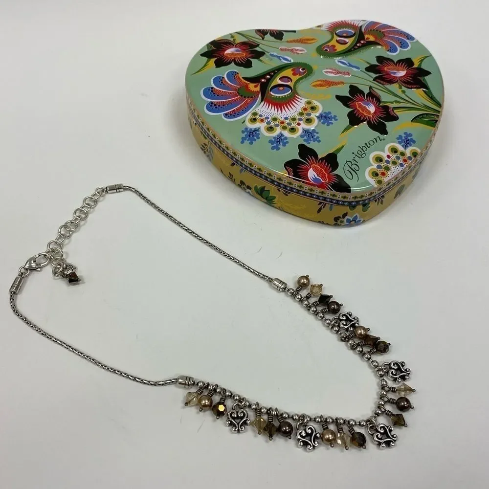 Brighton vintage Cannes Silver and Crystal beads‎ collar Necklace